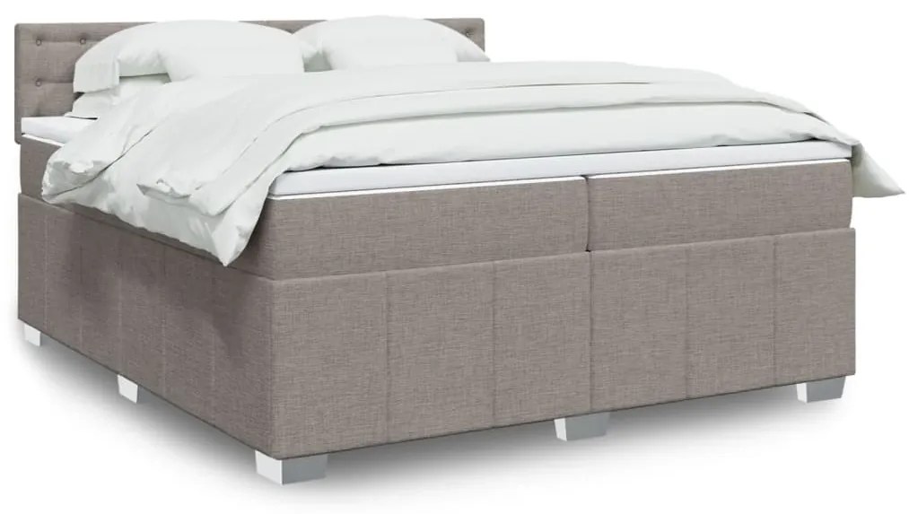 Κρεβάτι Boxspring με Στρώμα Taupe 200x200 εκ. Υφασμάτινο - Μπεζ-Γκρι