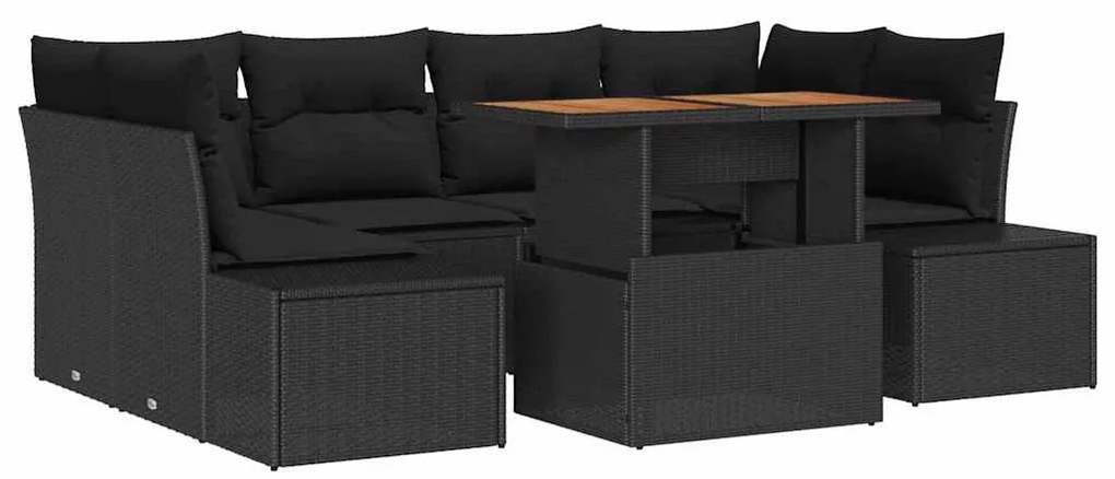 vidaXL Σέτ φαγητού για κήπο 7 pcs Μαύρο, Καφέ 100 x 55 x 73 εκ