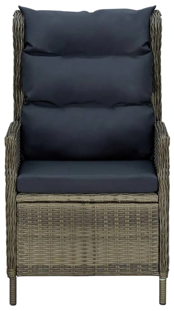 vidaXL Πολυθρόνα Κήπου Ανακλινόμενη Καφέ Συνθετικό Ρατάν με Μαξιλάρια