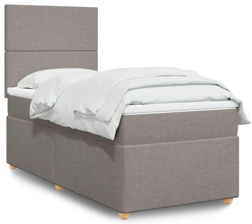 vidaXL Κρεβάτι Boxspring με Στρώμα Taupe 90x200 εκ. Υφασμάτινο