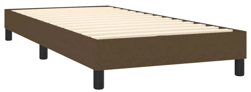 Κρεβάτι Boxspring με Στρώμα &amp; LED Σκ.Καφέ 80x200 εκ. Υφασμάτινο - Καφέ