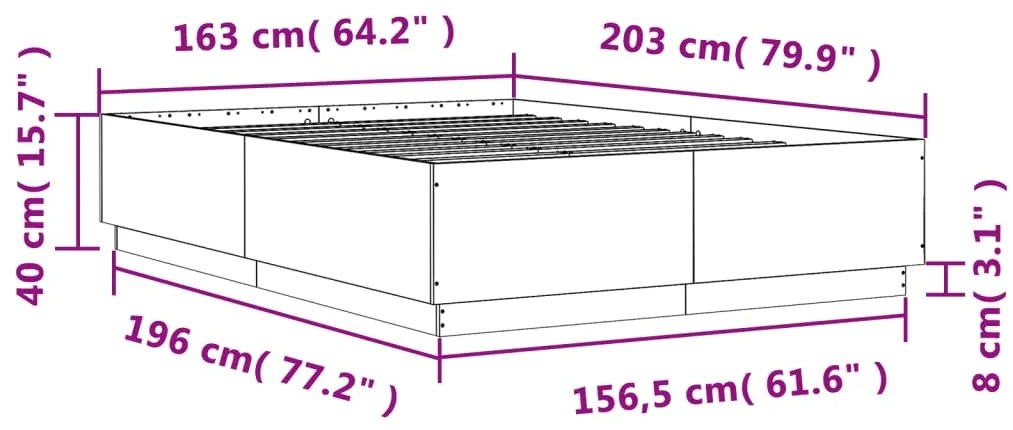 Πλαίσιο Κρεβατιού Γκρι Sonoma 160x200 εκ. Επεξεργασμένο Ξύλο - Γκρι