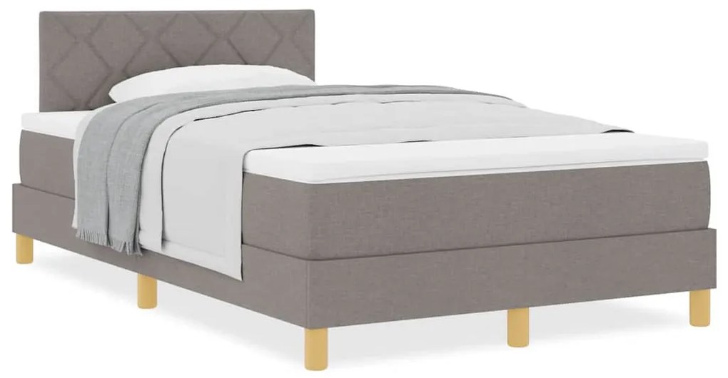 vidaXL Κρεβάτι box spring με στρώμα Taupe 120 x 200 cm ύφασμα