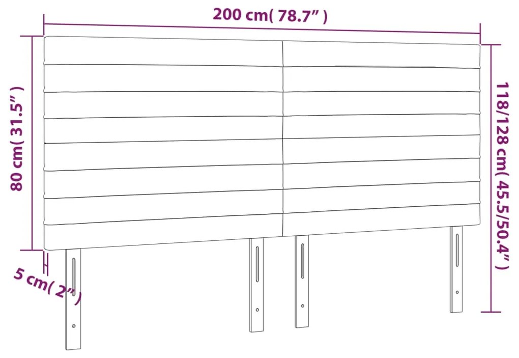 vidaXL Κεφαλάρι Κρεβατιού LED Σκούρο Πράσινο 200x5x118/128 εκ.