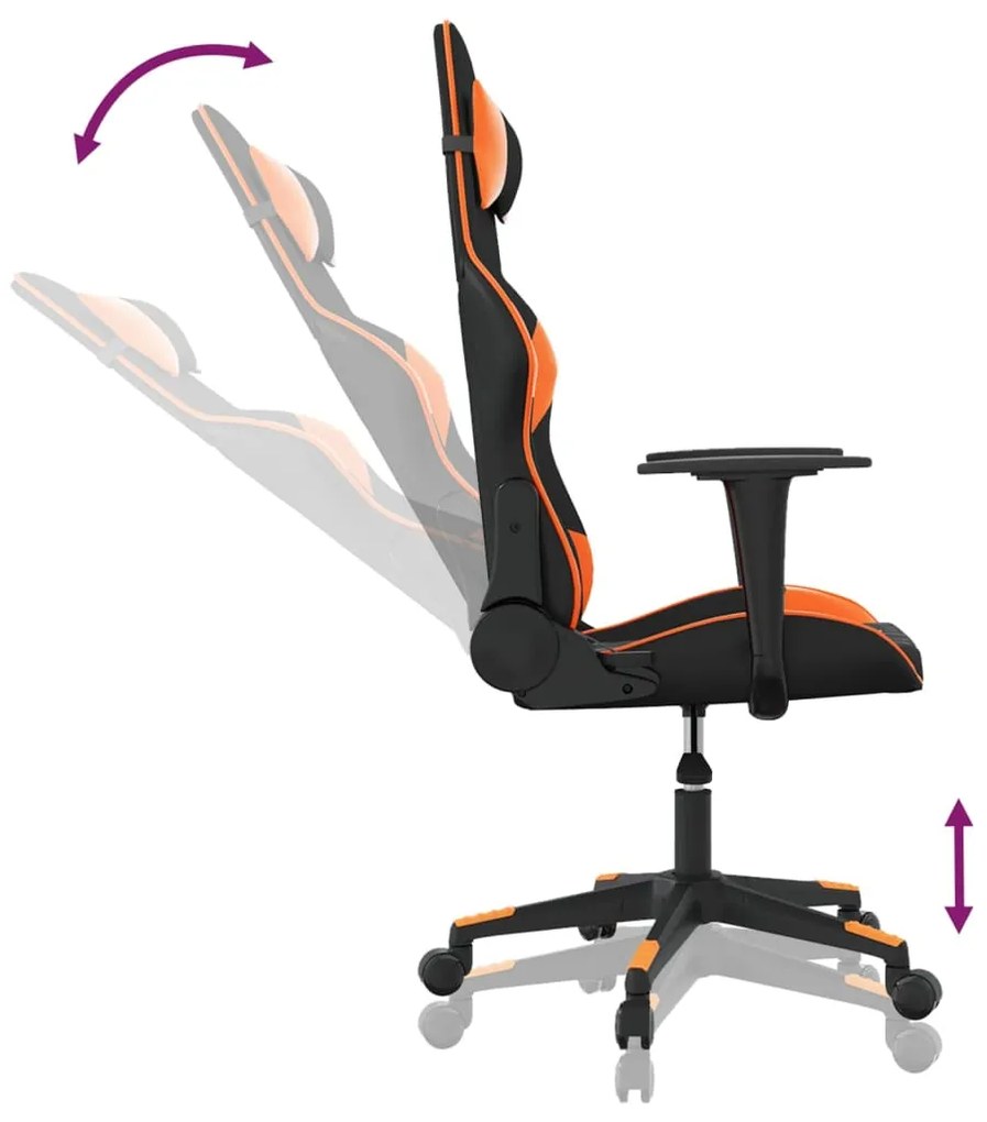 vidaXL Καρέκλα Gaming Μαύρο/Πορτοκαλί Συνθετικό Δέρμα