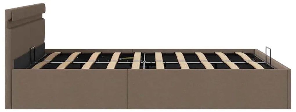 vidaXL Πλαίσιο Κρεβατιού με Αποθ. Χώρο/LED Taupe 160x200 εκ. Ύφασμα
