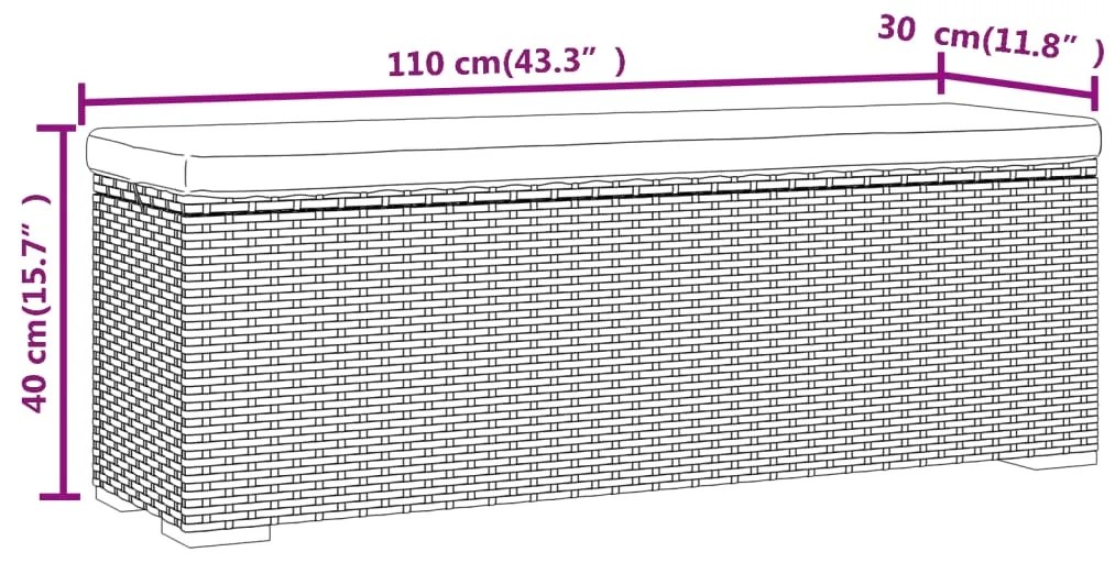 Σκαμπό με Μαξιλάρι Καφέ 110 x 30 x 40 εκ. από Συνθετικό Ρατάν - Καφέ