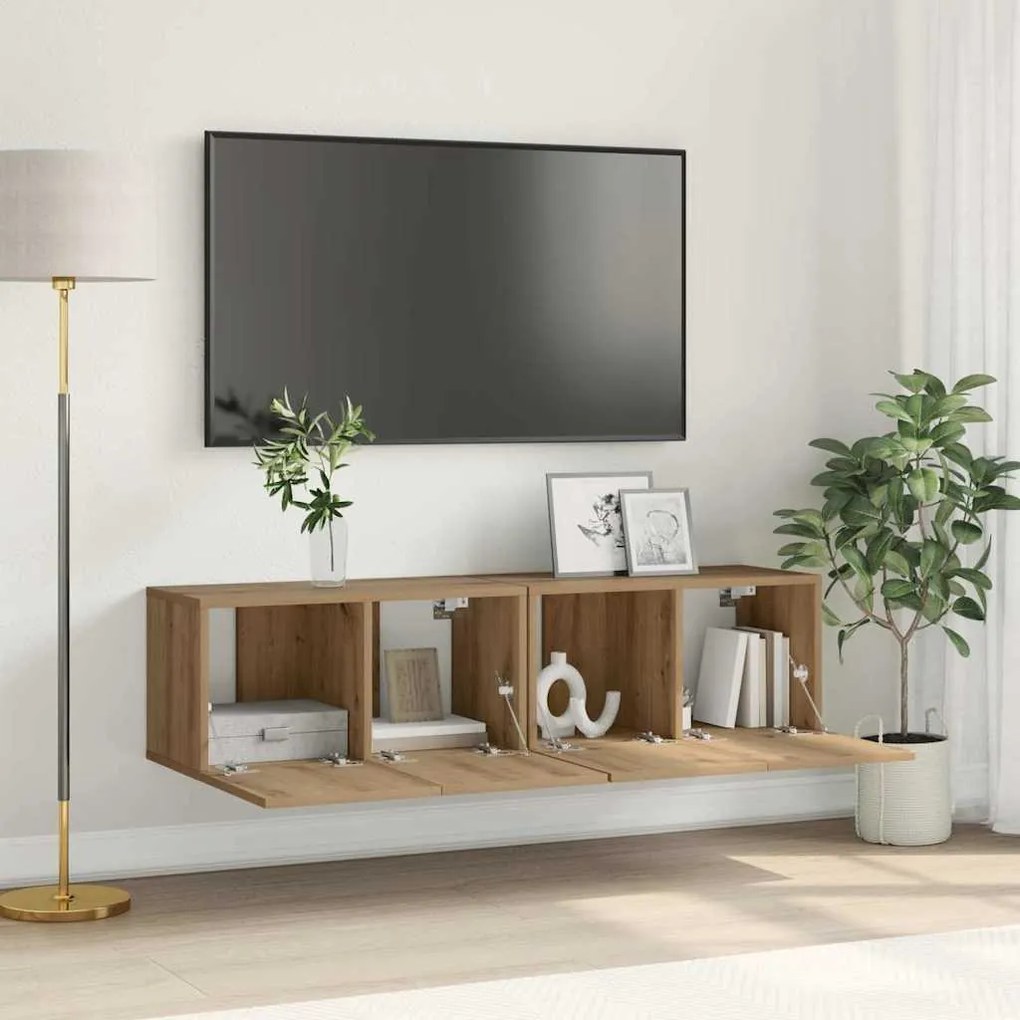 Σετ επίπλου τηλεόρασης Επιτοίχιο 2 pcs Καφέ 60 x 30 x 30 cm