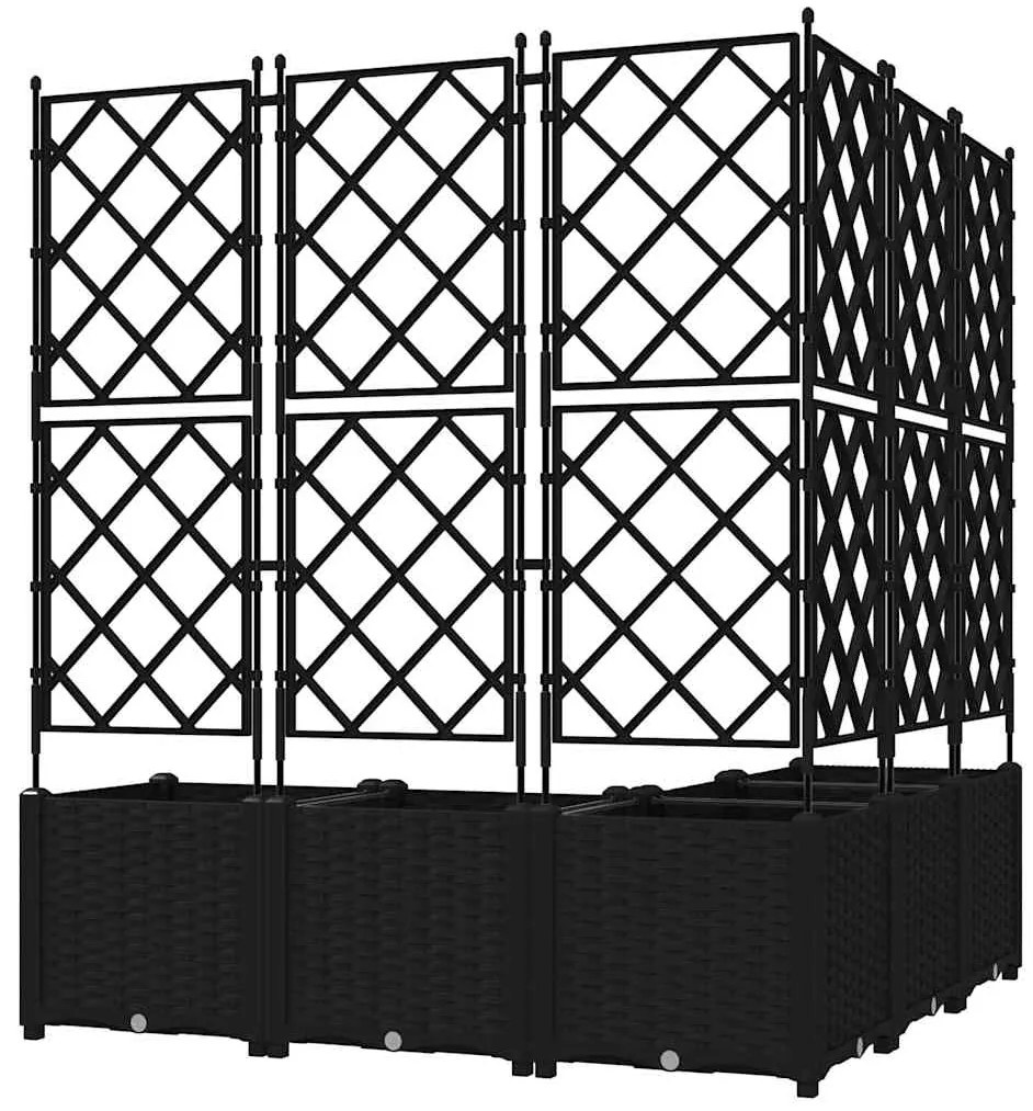 vidaXL Γλάστρα Κήπου με Τρέλλις 5 τεμ Μαύρη 120x120x143 εκ