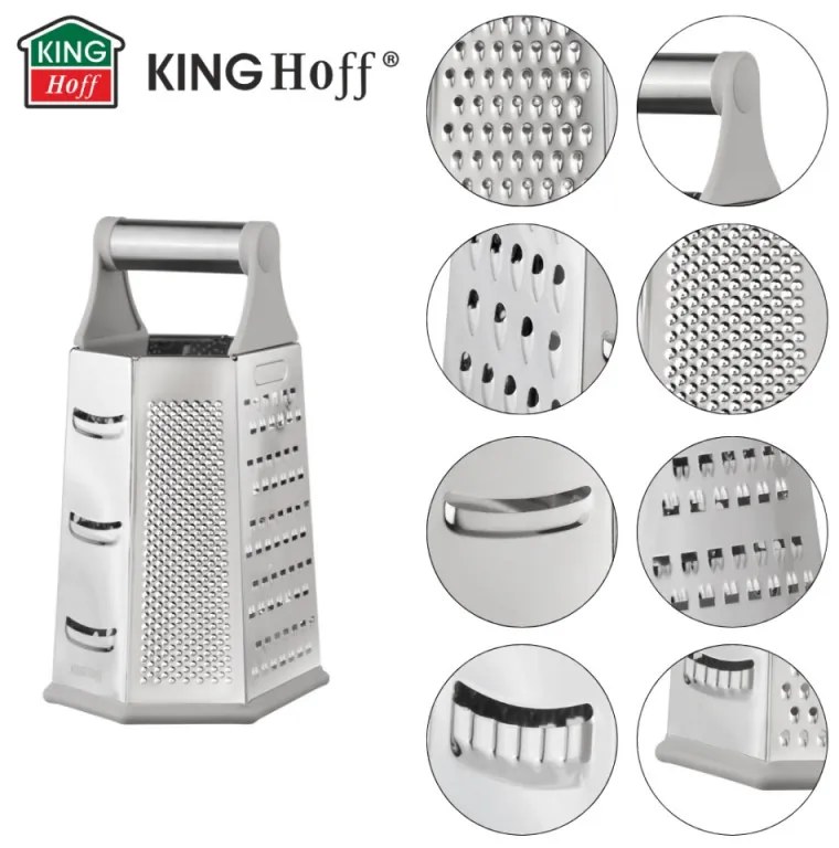 Τρίφτης λαχανικών Kinghoff KH 1991, 4 όψεων, 6 επιφανειών, Ανοξείδωτο, Ασημί