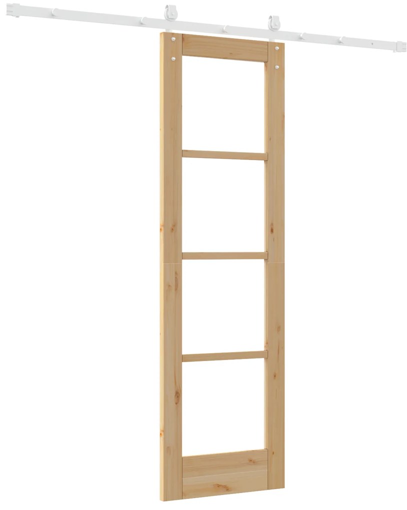 vidaXL Συρόμενη Πόρτα  με Σετ Υλικών 61x198.5 εκ. από Συμπαγές Ξύλο Πεύκου
