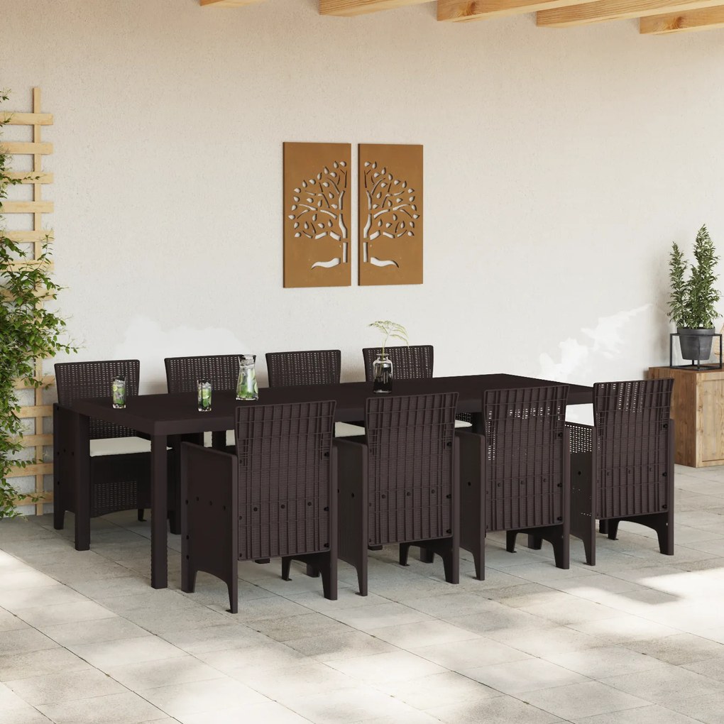 vidaXL Σετ Εξωτερικού Φαγητού 9 pcs Καφέ 250 x 100 x 73 εκ