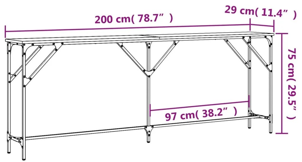 ΤΡΑΠΕΖΙ ΚΟΝΣΟΛΑ ΓΚΡΙ SONOMA 200X29X75 ΕΚ. ΕΠΕΞΕΡΓΑΣΜΕΝΟ ΞΥΛΟ 837780