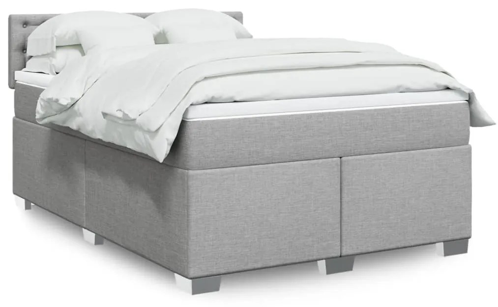 vidaXL Κρεβάτι Boxspring με Στρώμα Ανοιχτό Γκρι 140x190 εκ. Υφασμάτινο