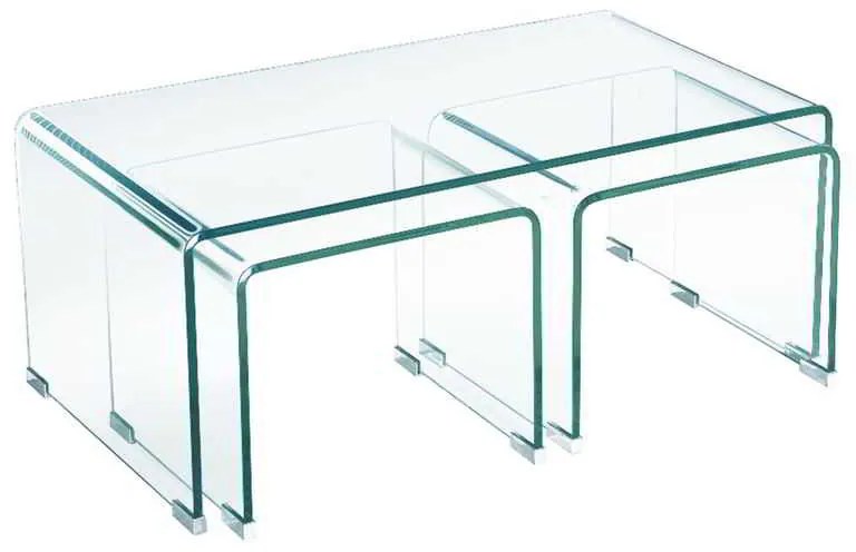 Τραπέζι γυαλί Glasser Clear (+2 Βοηθ) γυαλί 12mm 90x50x38cm