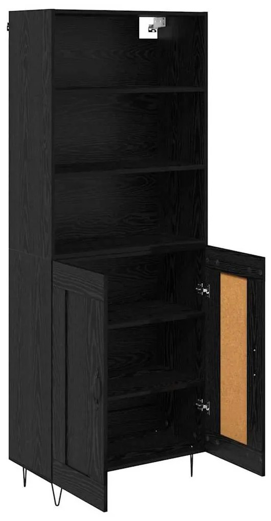 vidaXL Highboard με συρτάρι 2 pcs Μαύρη Οξυά Επεξεργασμένο ξύλο