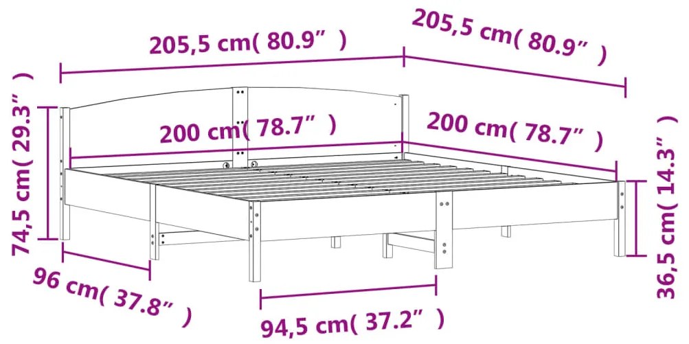 ΠΛΑΙΣΙΟ ΚΡΕΒΑΤΙΟΥ ΜΕ ΚΕΦΑΛΑΡΙ ΛΕΥΚΟ 200X200 ΕΚ. ΑΠΟ ΜΑΣΙΦ ΠΕΥΚΟ 3216189