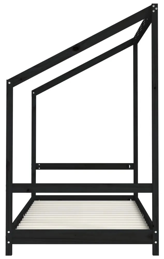 Πλαίσιο Παιδικού Κρεβατιού Μαύρο 2x(90x190)εκ Μασίφ Ξύλο Πεύκου - Μαύρο