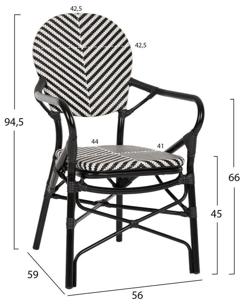 ΠΟΛΥΘΡΟΝΑ ΑΛΟΥΜΙΝΙΟΥ ΜΕ TEXTLINE ΜΑΥΡΟ-ΛΕΥΚΟ  56x59x94,5Yεκ.