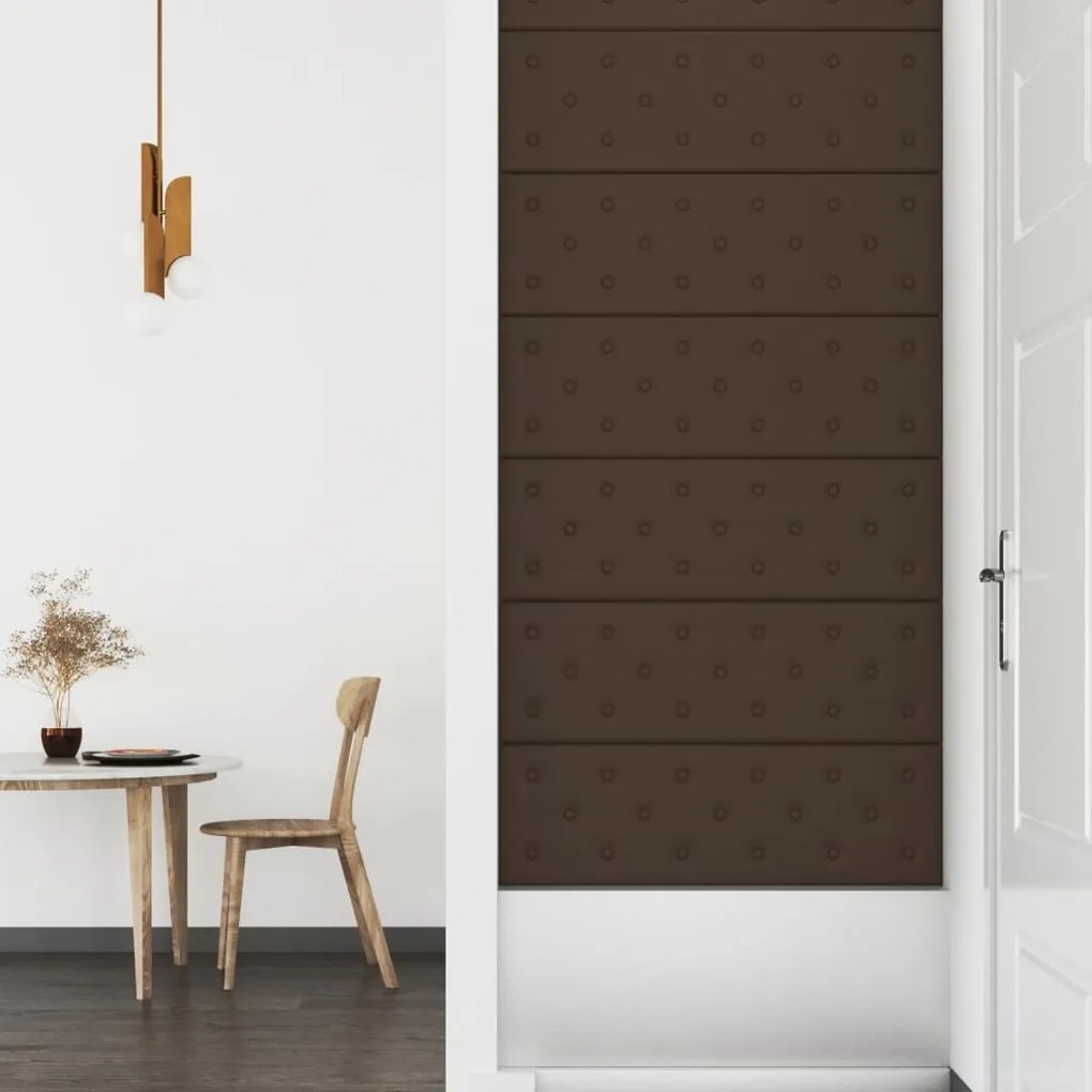 vidaXL Πάνελ Τοίχου 12 τεμ. Καφέ 90 x 30 εκ. 3,24 μ² Συνθετικό Δέρμα