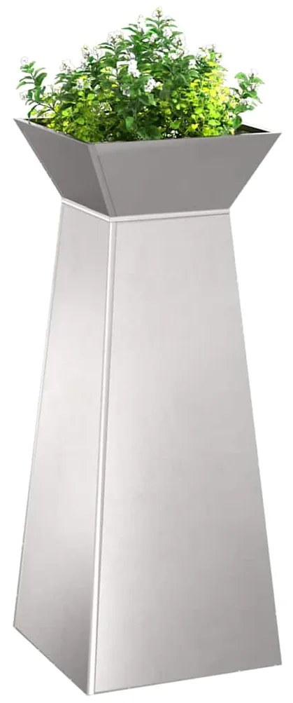 vidaXL Κήπος Στήλες Γλάστρες 2 τμχ με Κουπάκι 40x40x100 εκ, Ανοξείδωτος Χάλυβας.