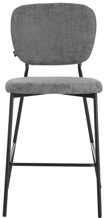 Σκαμπό μπαρ Cathair pakoworld μπουκλέ ύφασμα σε γκρι απόχρωση με μαύρα μεταλλικά πόδια 48x54x100εκ