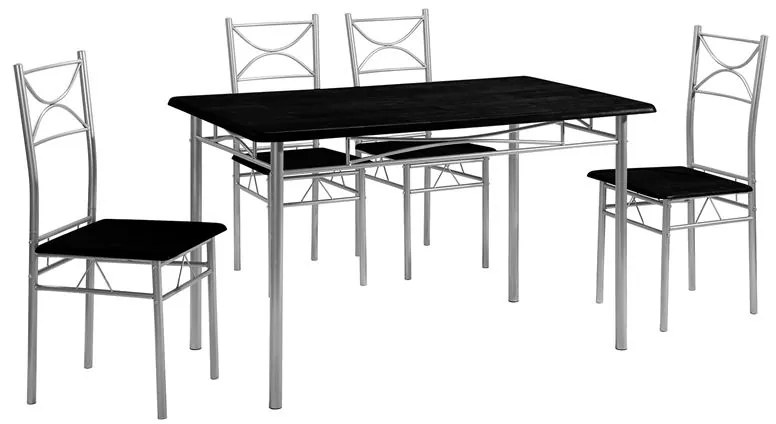LORETO Set Τραπεζαρία Σαλονιού Κουζίνας: Τραπέζι + 4 Καρέκλες Μέταλλο Βαφή Silver, Wenge Table:120x70x74 Chair:40x40x90