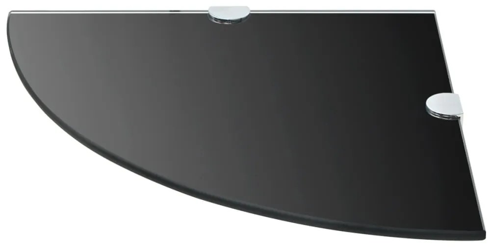 vidaXL Ράφι Γωνιακό Μαύρο 35 x 35 εκ. Γυάλινο με Στηρίγματα Χρωμίου