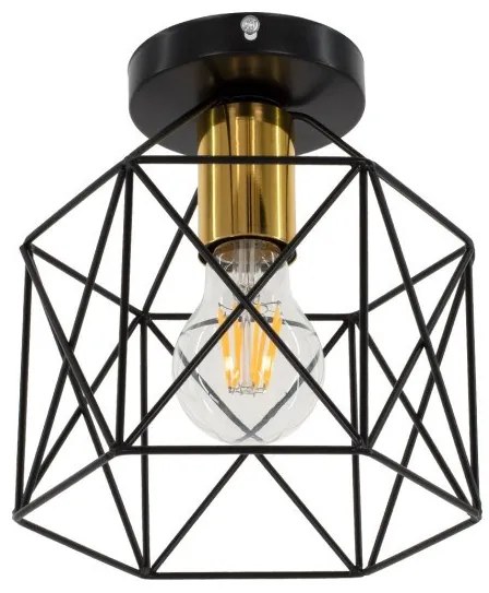 Φωτιστικό Οροφής Μαύρο-Χρυσό Πλέγμα Φ18xY19.5cm TRON 00792 Globostar-792-Μαύρο-Χρυσό 00792