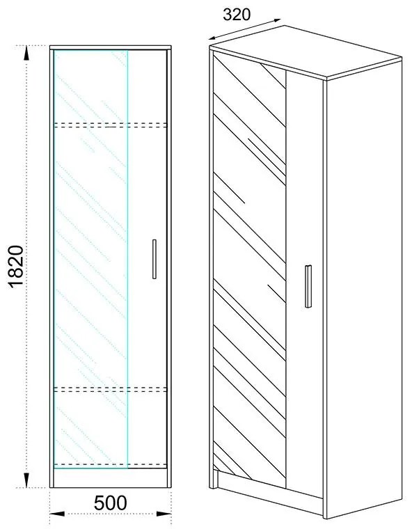 Ντουλάπα ρούχων Astra μονόφυλη χρώμα sonoma-λευκό 50x32x182εκ 50x32x182 εκ.