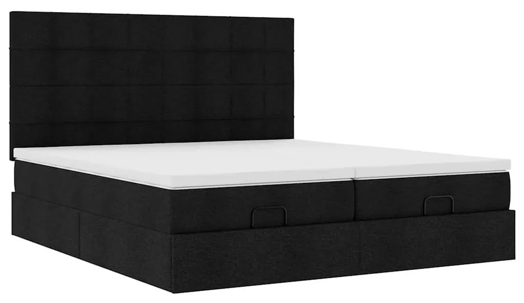 vidaXL Οθωμανικό κρεβάτι με στρώματα Μαύρο 180x200cm Ύφασμα