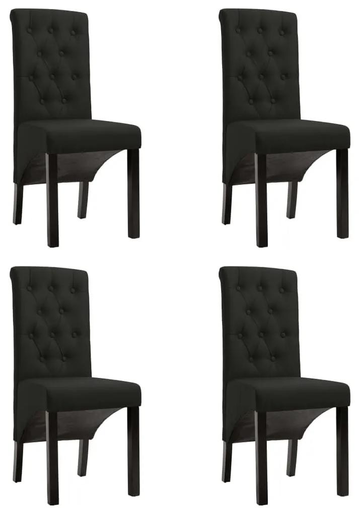 Καρέκλες Τραπεζαρίας 4 τεμ. Μαύρες Υφασμάτινες - Μαύρο