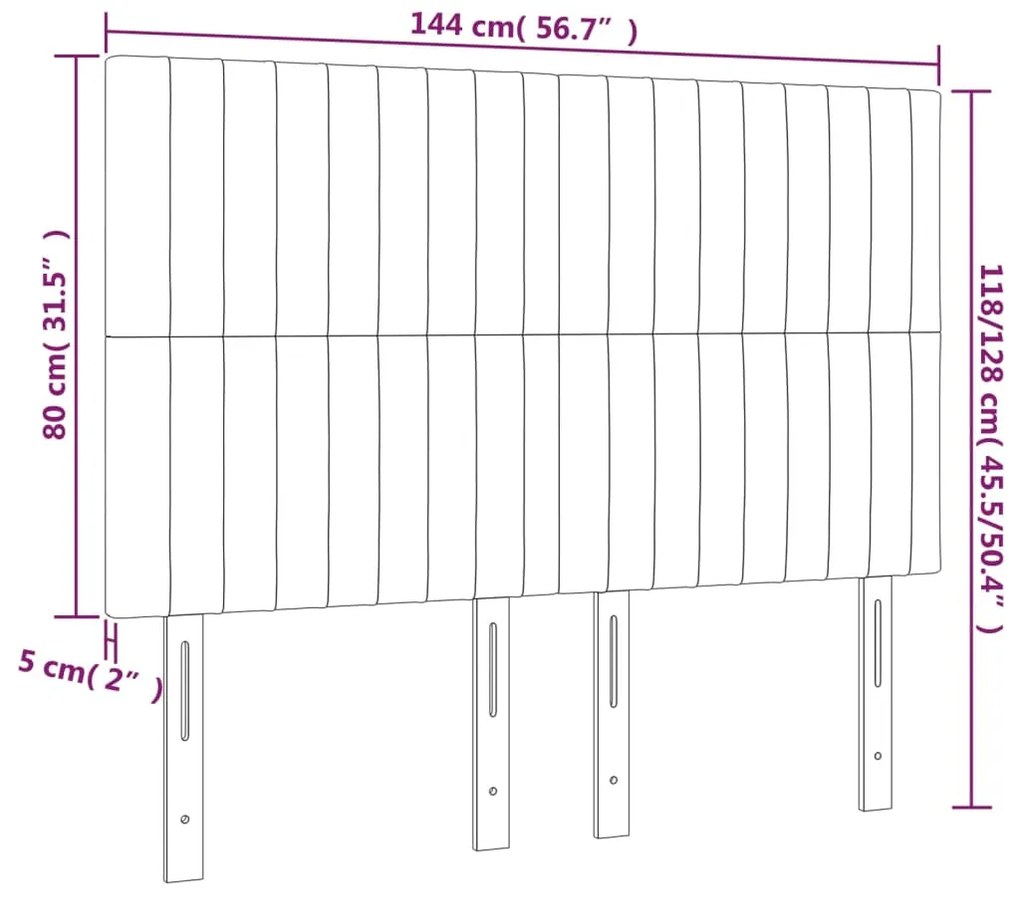 vidaXL Κεφαλάρι Κρεβατιού LED Σκούρο Γκρι 144x5x118/128 εκ. Βελούδινο