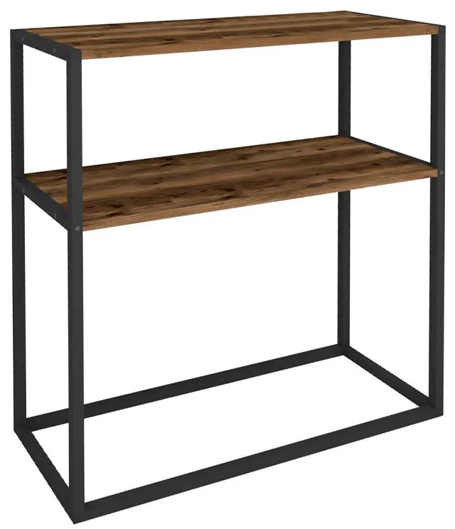 Κονσόλα Castel Megapap μεταλλική - μελαμίνης χρώμα μαύρο - καπνιστή καρυδιά 90x33,5x90εκ.