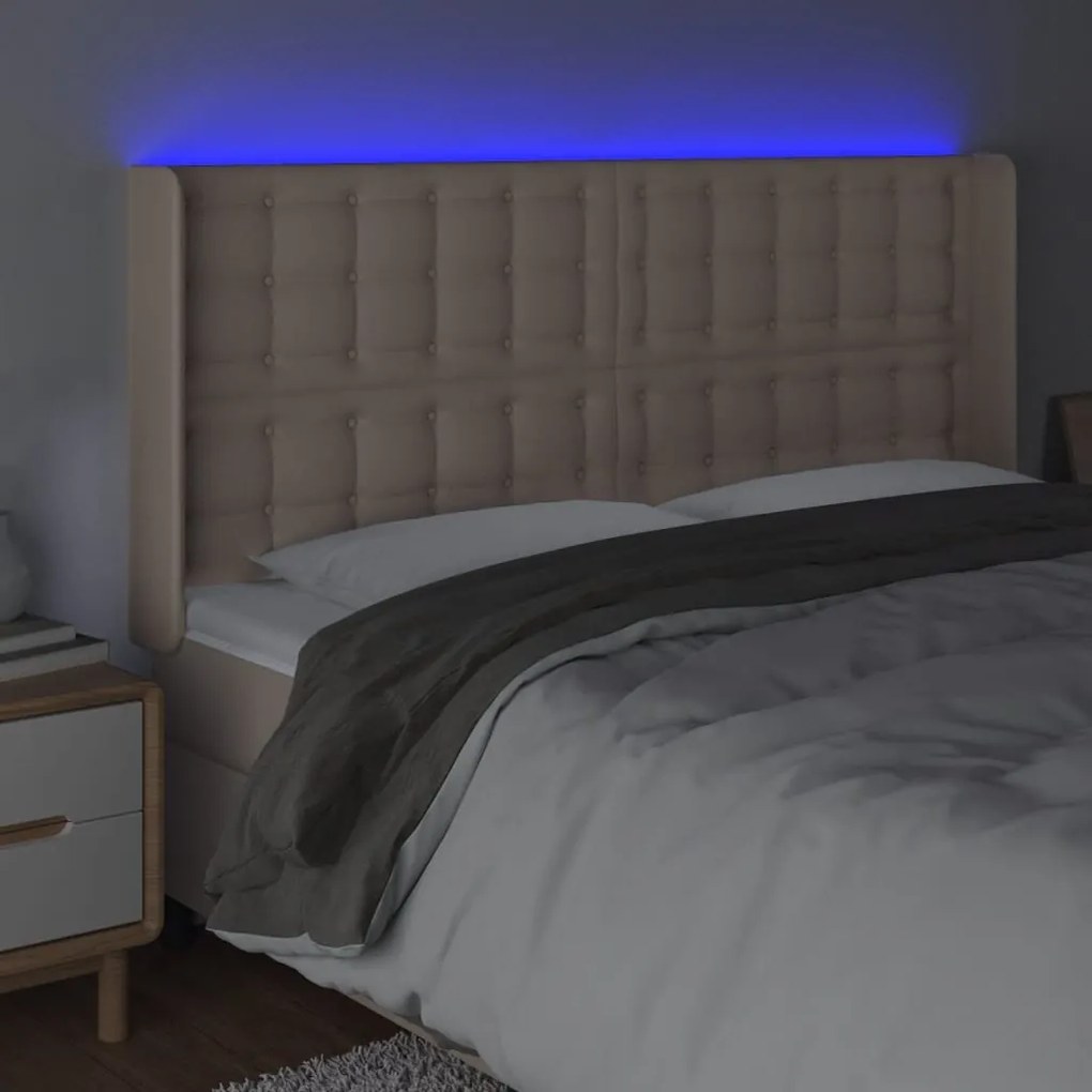 vidaXL Κεφαλάρι Κρεβατιού LED Καπουτσίνο 203x16x118/128 εκ