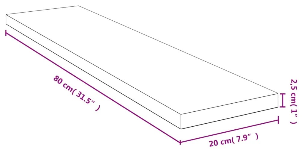 Ράφι Τοίχου 80x20x2,5 εκ. από Μπαμπού - Καφέ