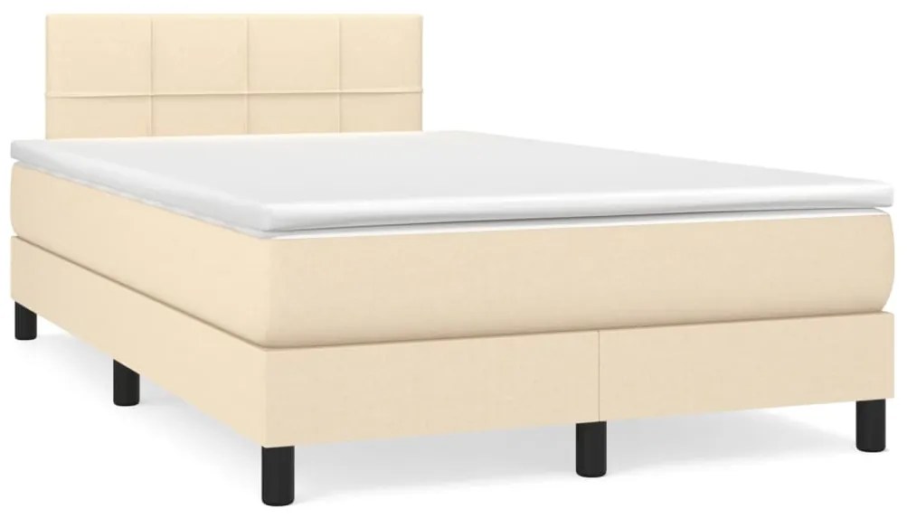 Κρεβάτι Boxspring με Στρώμα Κρεμ 120x200 εκ. Υφασμάτινο - Κρεμ