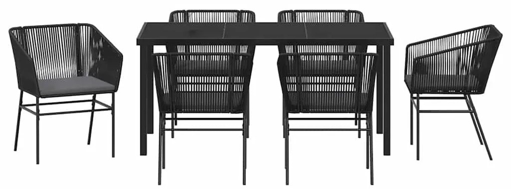 vidaXL Σέτ φαγητού για κήπο 7 pcs Μαύρο Χάλυβας με επίστρωση πούδρας