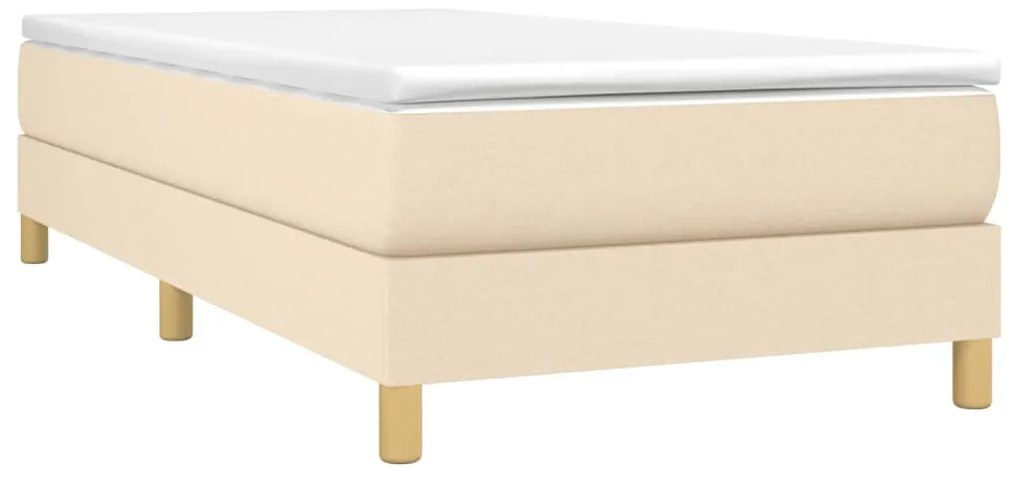 vidaXL Κρεβάτι Boxspring με Στρώμα Κρεμ 90x190 εκ.Υφασμάτινο