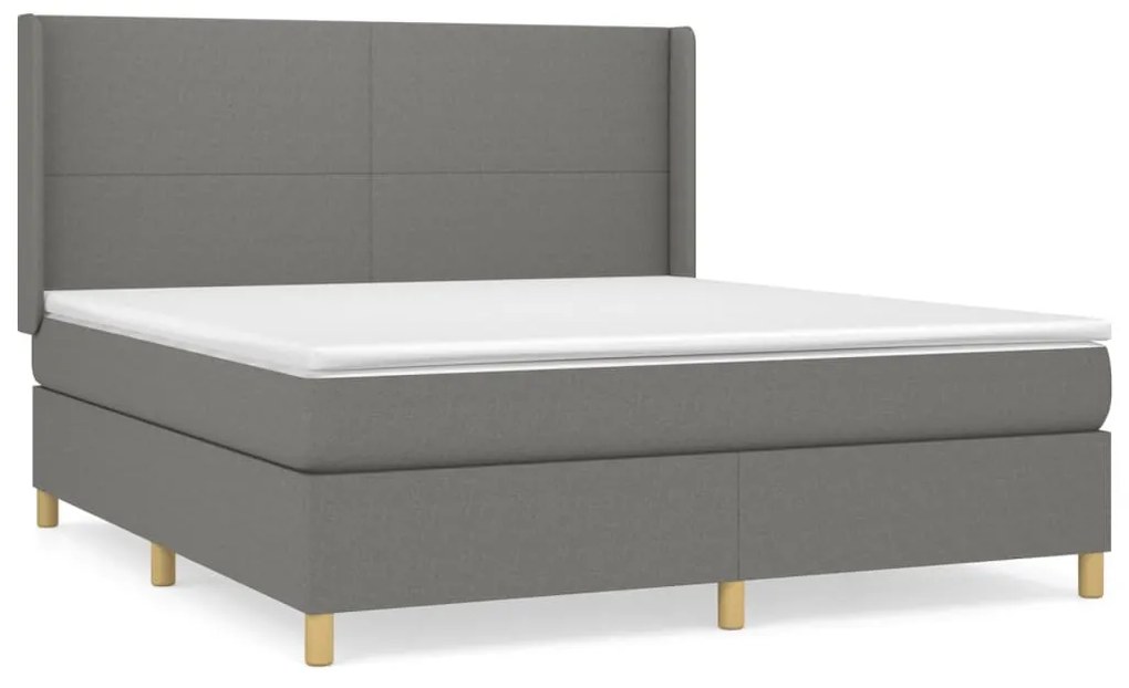 Κρεβάτι Boxspring με Στρώμα Σκούρο Γκρι 180x200 εκ Υφασμάτιν - Γκρι