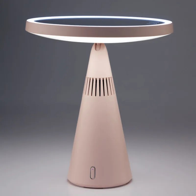 Φωτιζόμενος καθρέφτης καλλυντικών Smart Moon LED, 10x μεγέθυνση, ζεστό/ουδέτερο/κρύο φως, ρυθμιζόμενη φωτεινότητα, ηχείο Bluetooth, ροζ
