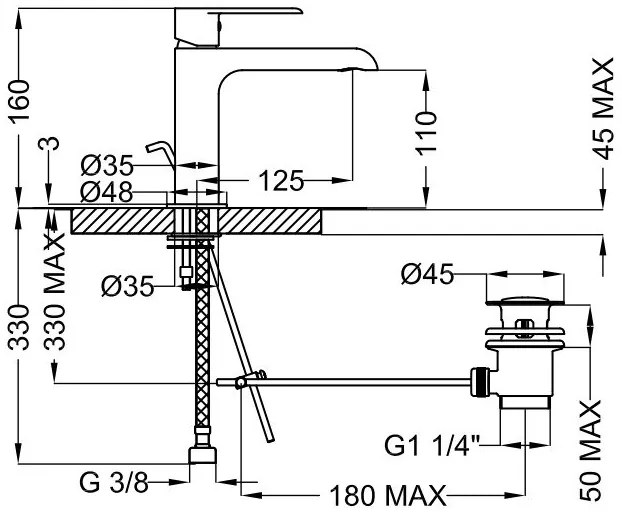 Μπαταρίας Νιπτήρας Α\Β TEOREMA XS-Χρώμιο
