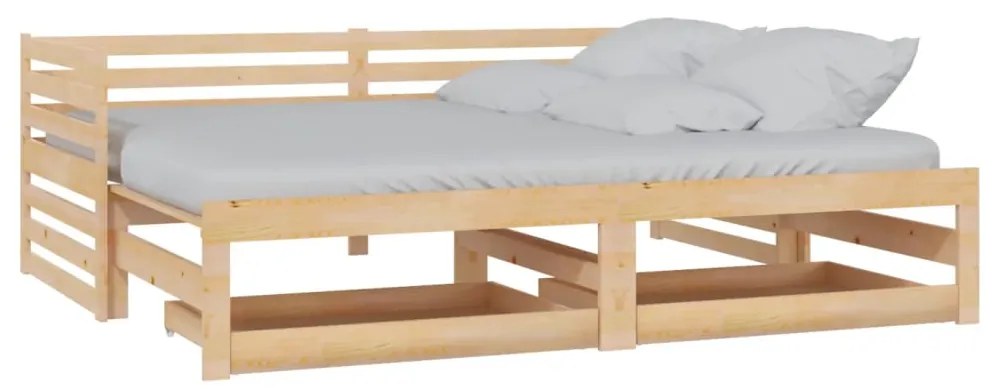vidaXL Καναπές Κρεβάτι Συρόμενος 2x(90x200) εκ. από Μασίφ Ξύλο Πεύκου
