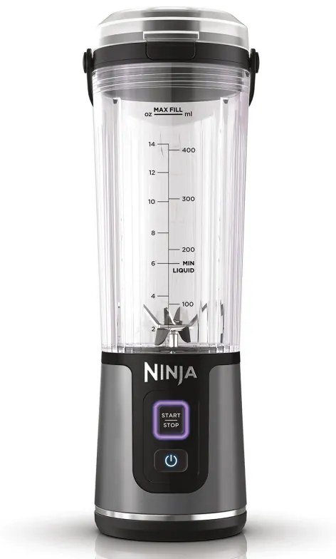 Φορητό μπλέντερ Ninja BC151EUBK, 7.4W, 530 ml, ατσάλινη λεπίδα με 6 λεπίδες, θρυμματισμός πάγου, έως 10 κύκλοι, χωρίς BPA, USB-C, Μαύρο