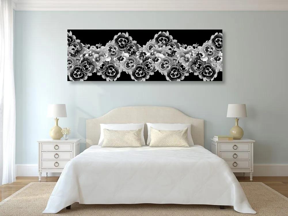 Εικόνα ενός πανέμορφου floral μοτίβου σε ασπρόμαυρο - 150x50