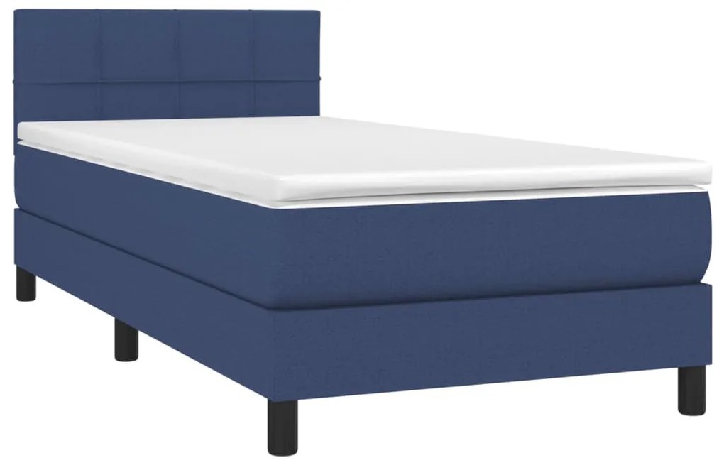 vidaXL Κρεβάτι Boxspring με Στρώμα Μπλε 90x190 εκ.Υφασμάτινο