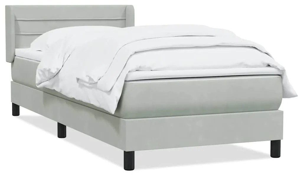 vidaXL Κρεβάτι Boxspring με Στρώμα Ανοιχτό Γκρι 100x210 εκ. Βελούδινο