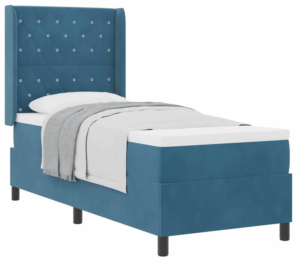 vidaXL Κρεβάτι με ελατήρια με κεφαλάρι Μπλε 80 x 200 cm Βελούδο