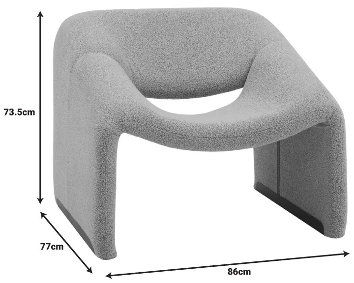 Πολυθρόνα Clous pakoworld μπουκλέ ύφασμα σε ανοιχτή γκρι απόχρωση 86x77x73.5εκ