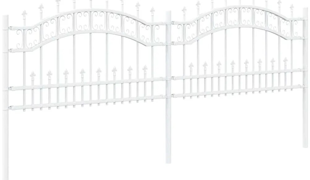 vidaXL Φράχτης κήπου Λευκό 115 cm Ατσάλι με Επικάλυψη Πούδρας